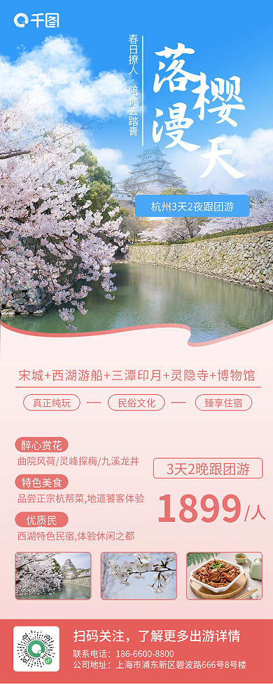 春天氛围出游小清新实拍风长图海报