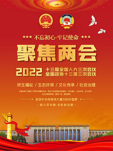 聚焦两会2022全国人大会议海报人民大会