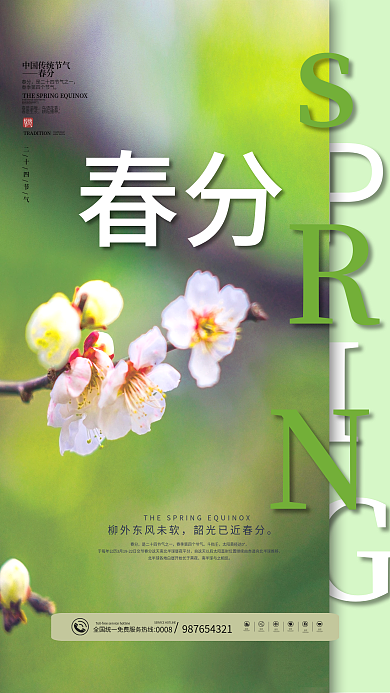 简约传统中国二十四节气春分节气海报