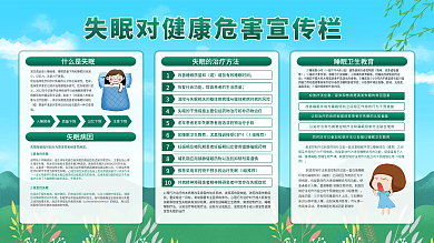 简约风失眠危害医疗健康展板