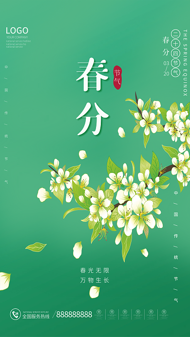 简约时尚春分二十四节气海报