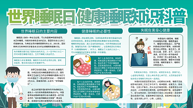 世界睡眠日健康睡眠知识科普宣传栏展板