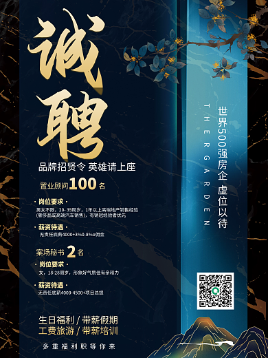 诚聘招聘商务复古印刷海报