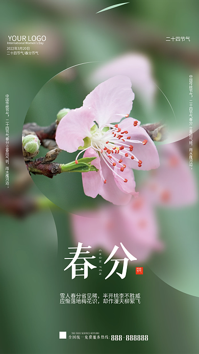 绿色二十四节气春分节气海报