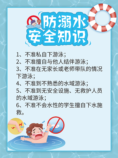 简约卡通防溺水安全知识宣导海报