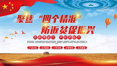 聚焦四个精准防返贫促振兴乡村振兴党建展板