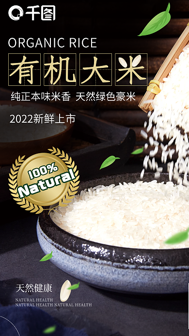 暗色调大米创意世界粮食日有机大米海报