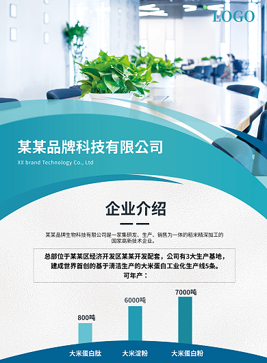简约蓝色高级企业文化公司介绍宣传单页