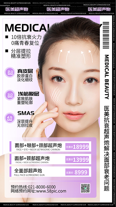 医美美容微整形抗衰超声炮项目宣传海报