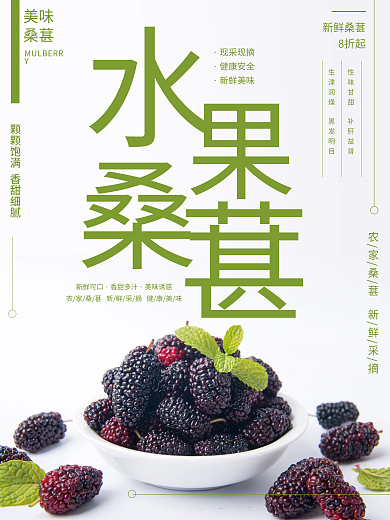 白底桑葚销售宣传海报16