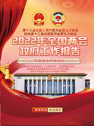 2022年全国两会政府工作报告宣传海报