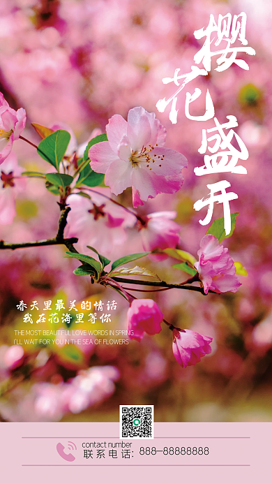 樱花盛开宣传旅游海报