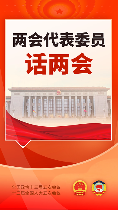 党建两会代表委员说两会新媒体海报