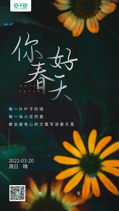 你好春天花朵摄影图手机海报