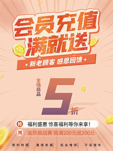 会员充值优惠会员日促销海报活动海报