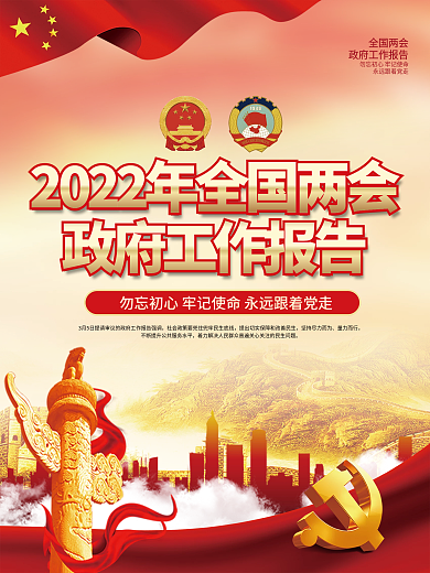 2022年全国两会政府工作报告宣传海报