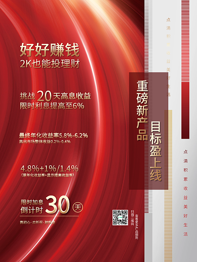 简约商务金融理财产品营销基金加息活动海报