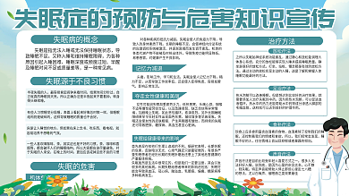 简约失眠症预防危害知识宣传展板