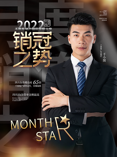 创意大气深色商务风公司企业人物宣传海报