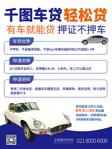 汽车贷款商业贷款理财金融借款商业海报