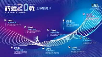 渐变商务科技互联网企业发展历程时间轴展板