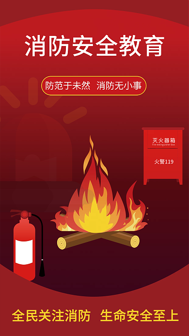 原创矢量消防安全知识宣传海报