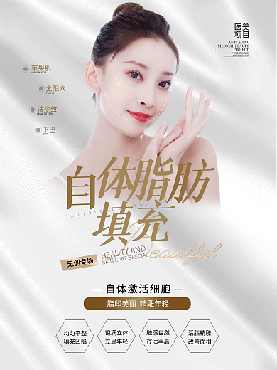 医美整形自体脂肪面部填充简约海报