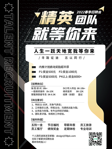 精英团队招聘印刷海报