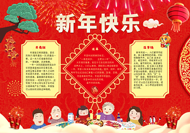 新年快乐小报手抄报春节电子小报
