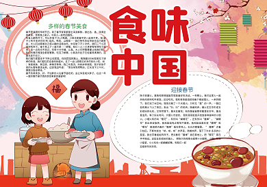 卡通食味中国新年春节猪年小报