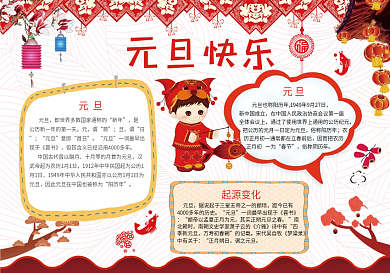 红色元旦快乐小报手抄报