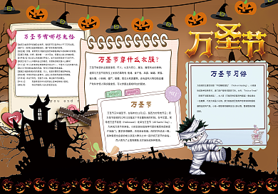 万圣节小报西方鬼节背景花边模板