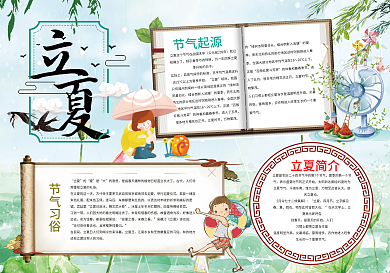 立夏二十四节气传统文化小报手抄报word模板