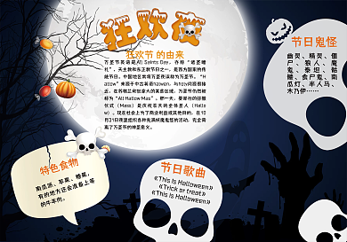 搞怪狂欢夜手抄报万圣节小报模板