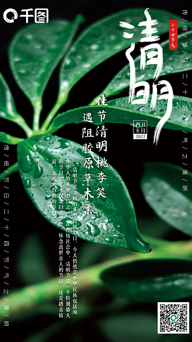 24节气简约中国风清明节海报