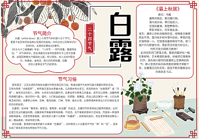 中国风白露节气小报