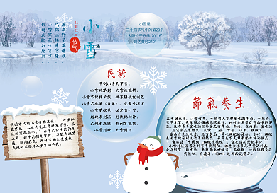 蓝色小雪节气小报手抄报模板