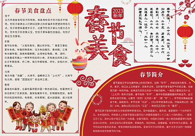 红色春节美食小报