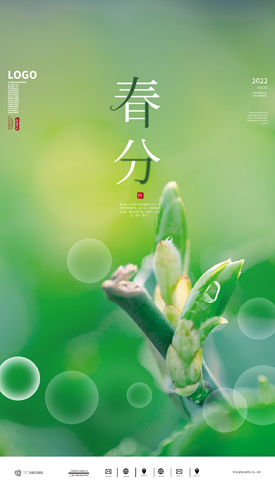 春分节气海报春天绿色小草春色春季背景图片