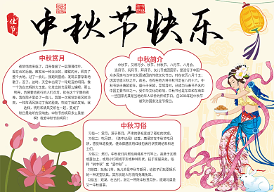 中国风中秋节快乐节日小报