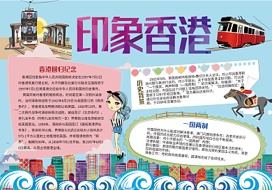 香港回归21周年纪念手抄报电子小报