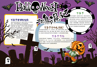 万圣节小报鬼节西方节日小报模板