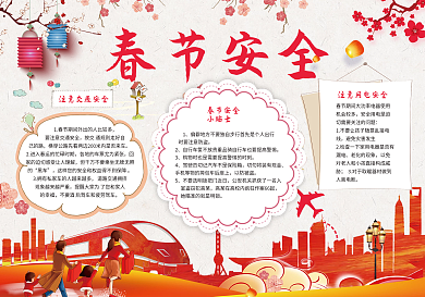 中国风春节安全小报模板