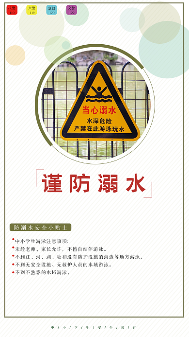 中小学生防溺水校园安全教育海报