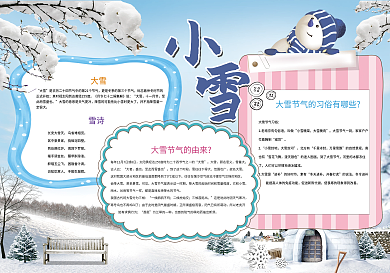 二十四节气之大雪小报模板