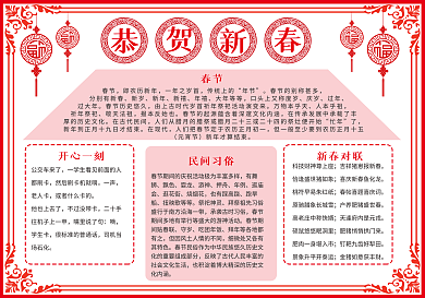 新年红色大气拼接版块手抄报
