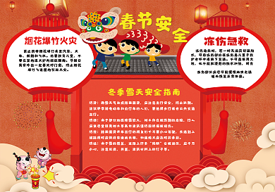 2018红色狗年手抄报春节安全小报过大年