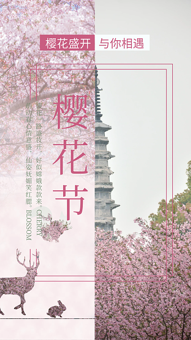 春季樱花赏花季旅游海报