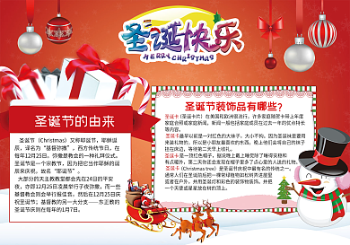 喜庆圣诞节小报手抄报模板
