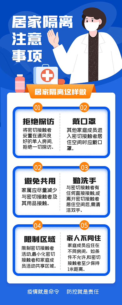 居家隔离注意事项长图海报